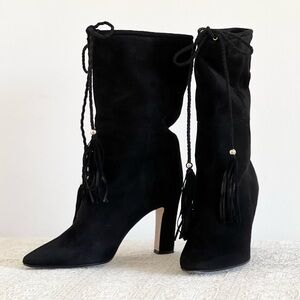 Tamara Mellon Black Suede Slouchy Boots Size 41 US Size 10